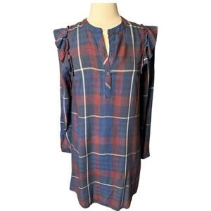 Anthropologie Cloth & Stone Shirt Dress Small Long Sleeve Plaid